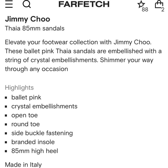 Jimmy Choo Thaia 85 Sandals in Ballet Pink - Picture 4 of 4